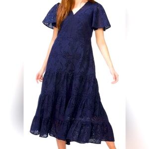 Chico's Dark Blue Eyelet Dress